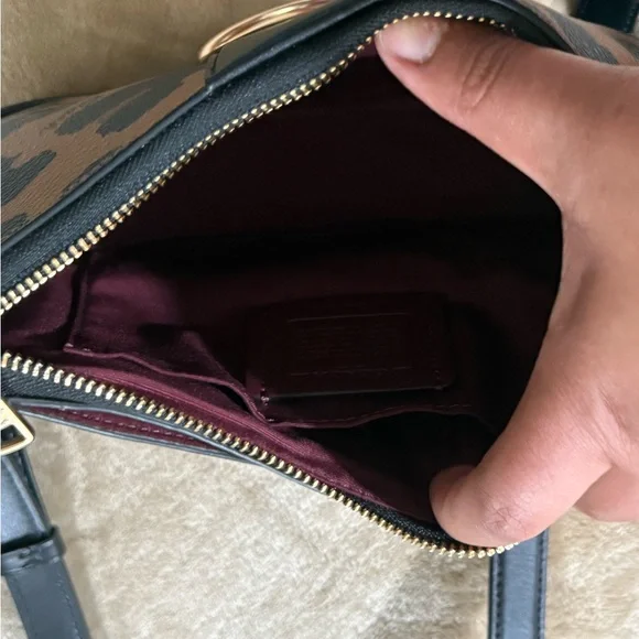 Coach Brown and Black Crossbody Bag with Monogram Pattern - Picture 4 of 8